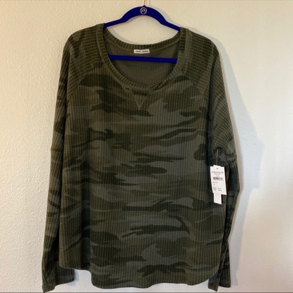 Sweet Romeo Green Camo-Print Waffle Knit Pullover, Sz 3X - Picture 3 of 11